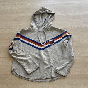 NHL Heather Gray Hoodie with Blue and Orange Stripes